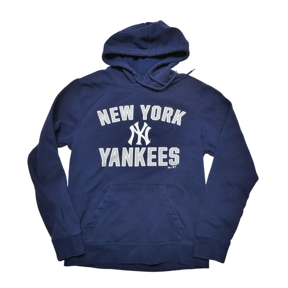 New York Yankees Hoodie Mens Small Blue MLB Baseball Majestic Fleece Sweatshirt